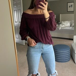Plum off the shoulder top